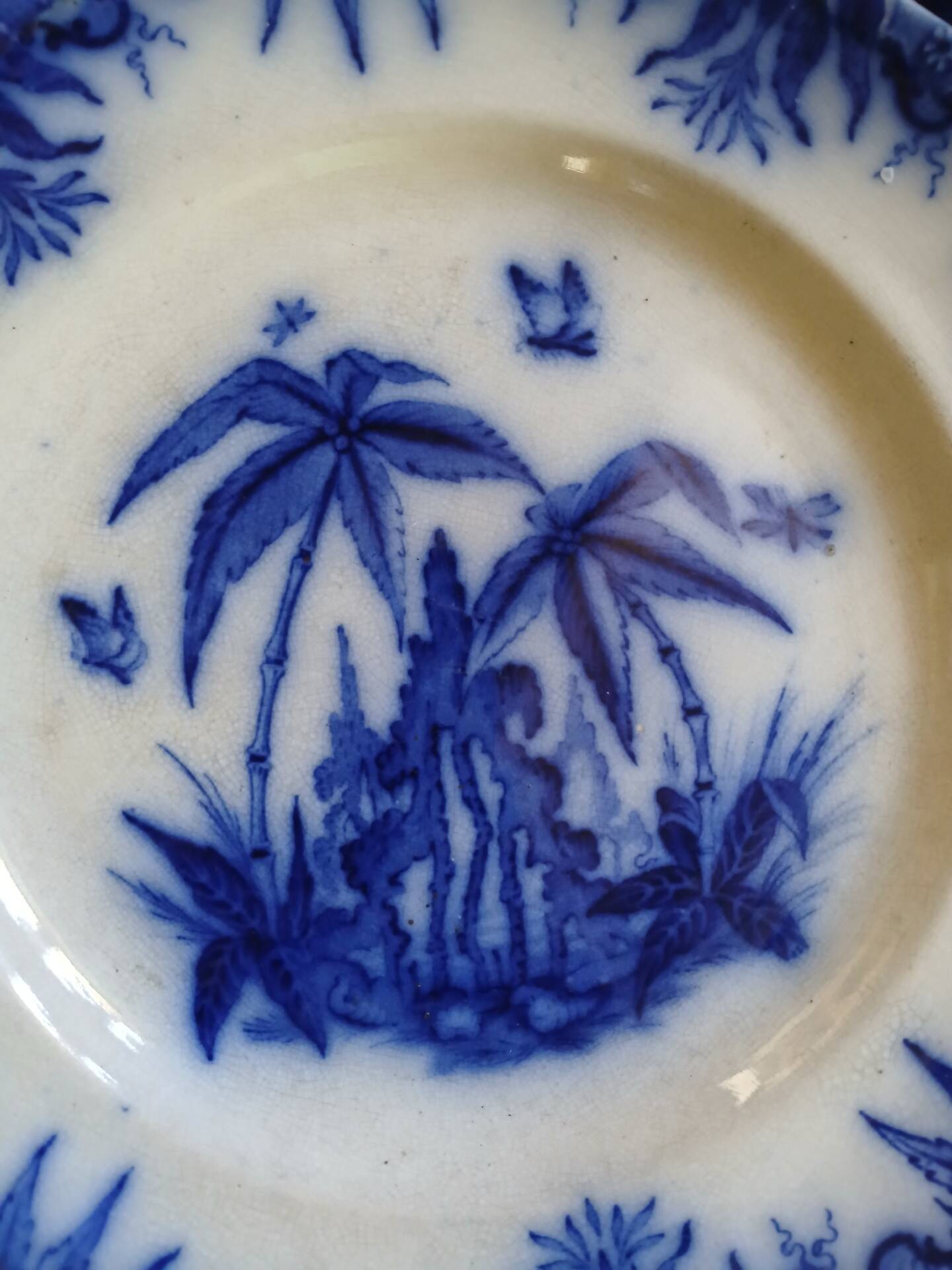 8 very old flat plates made of ironstone