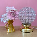 Lampe à poser globe vintage en verre moulé