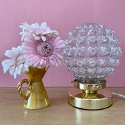 Vintage globe table lamp in molded glass