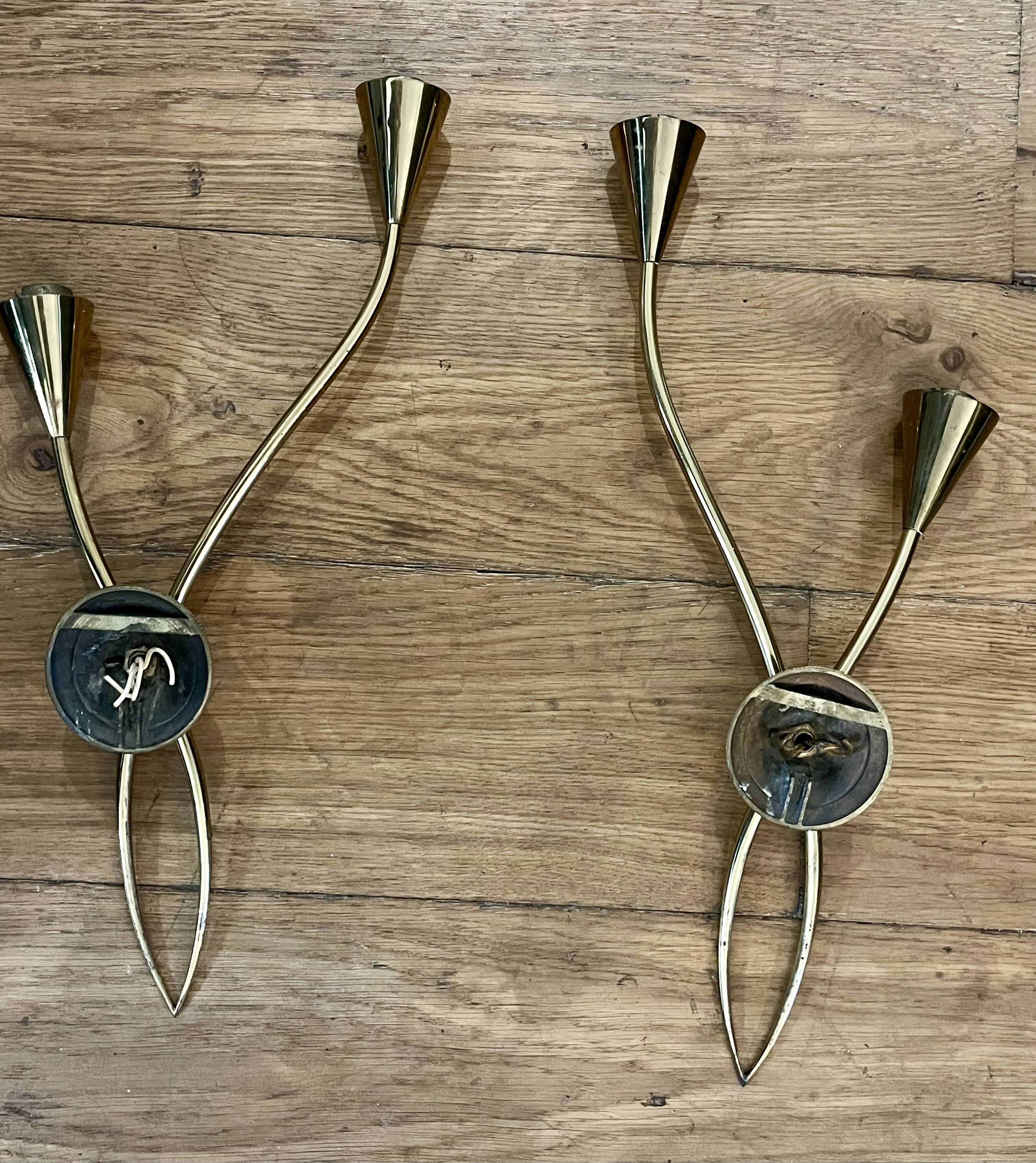 Pair of wall lights - Maison Arlus - Jean Royère style - Vintage