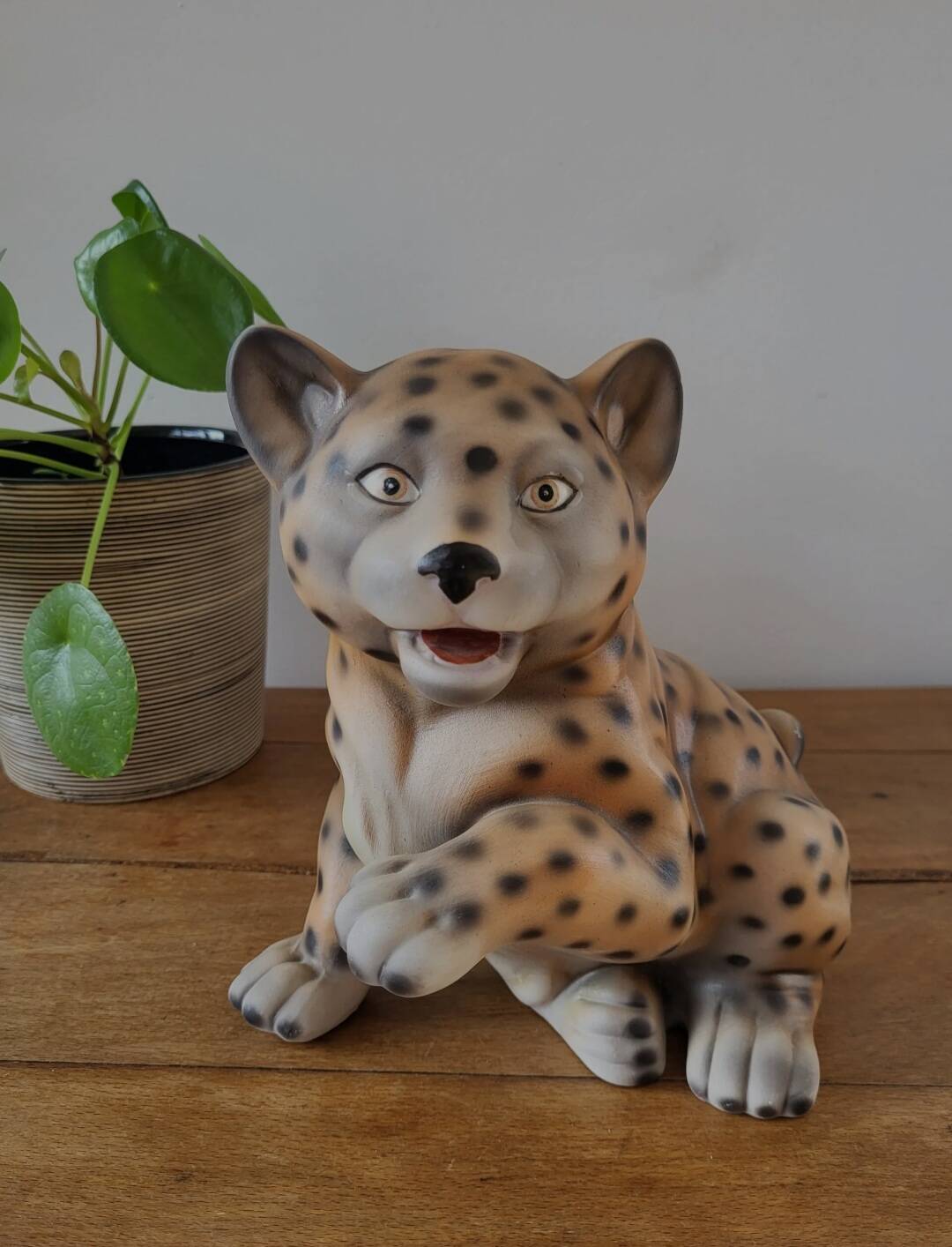 Tijger beeldje, vintage, céramique et handbeschilderd