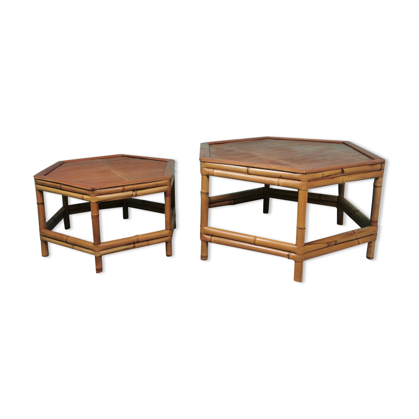 Set of 2 bamboo coffee tables