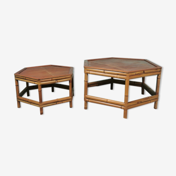 Ensemble 2 tables basses bambou