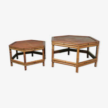 Set 2 bamboo coffee tables