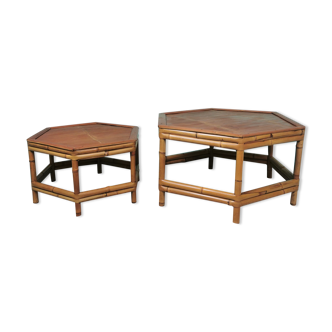 Ensemble 2 tables basses bambou