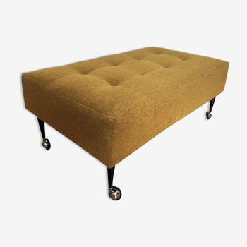 Bench, rectangular, mottled mustard fabric