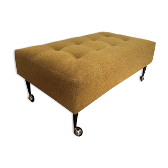 Bench, rectangular, mottled mustard fabric