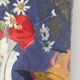 Poppies and daisies, oil on canvas, signed L Riousset.