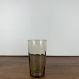 Set of 4 smoked and twisted glass water glasses, 1970