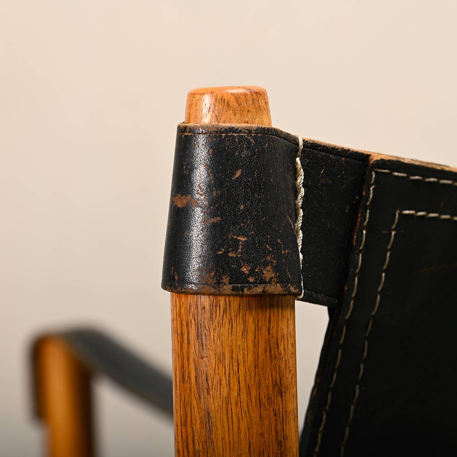 Arne Norell Sirocco Safari Lounge Chair in Rosewood and Black Leather, Swed