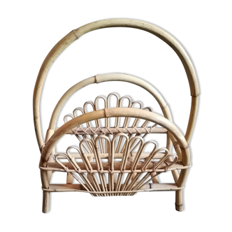 Vintage rattan magazine holder