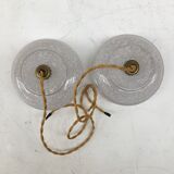 Pair of white clichy glass pendant lamps