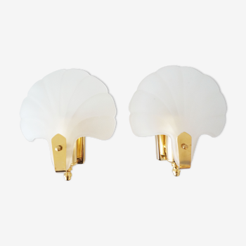 Pair of glass shell sconces