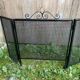 Fireplace screen black metal perforated sheet 3 vintage leaves