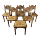 6 Farmhouse wood turned rush dining chairs