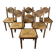 6 Farmhouse wood turned rush dining chairs