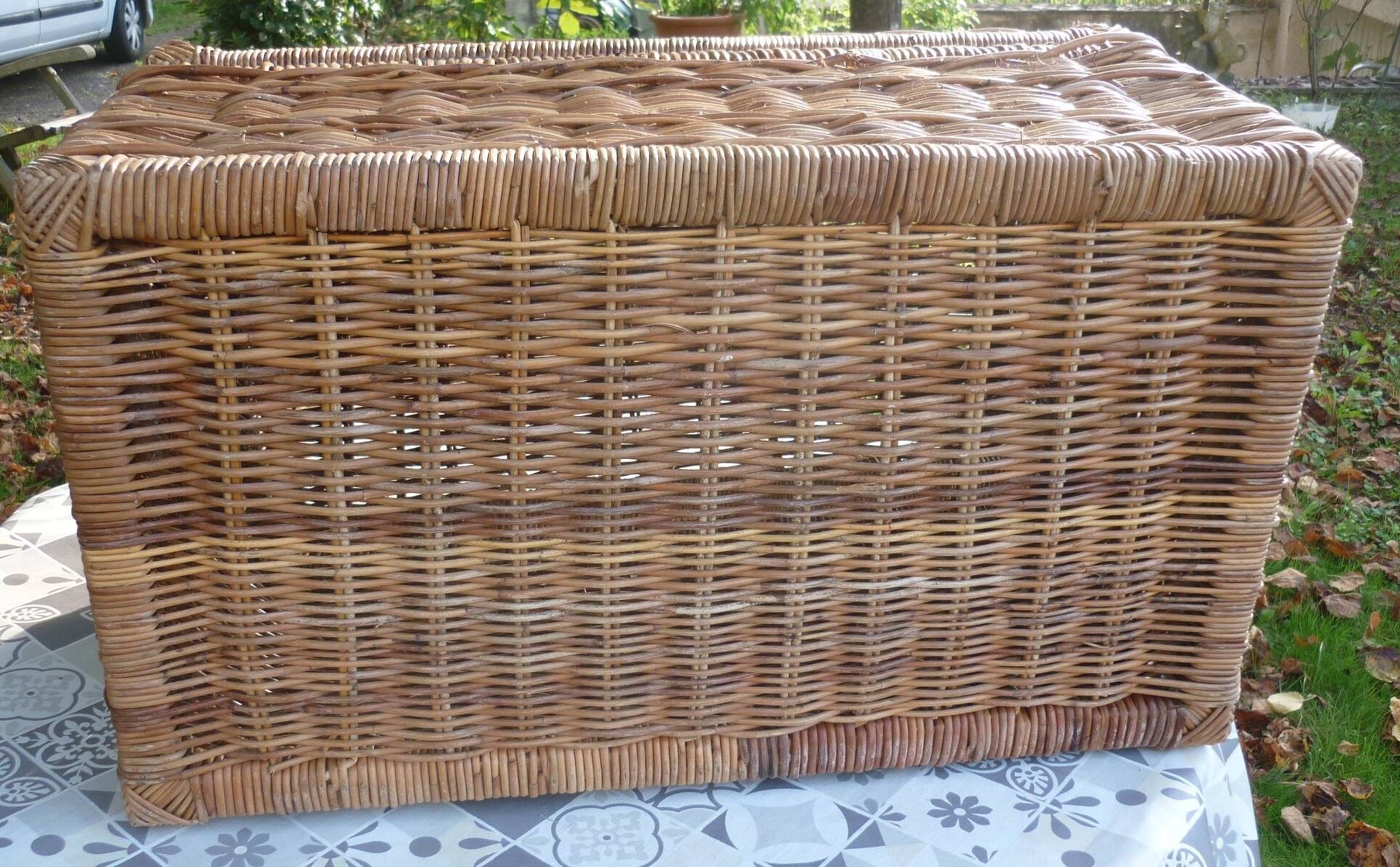 Vintage rattan trunk