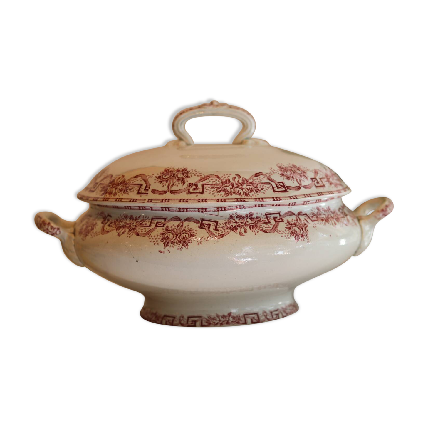 Iron clay soup tureen Moulin des loups, Athens model, red