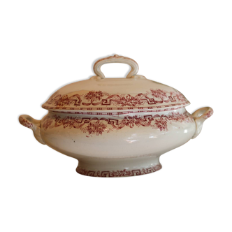 Iron clay soup tureen Moulin des loups, Athens model, red