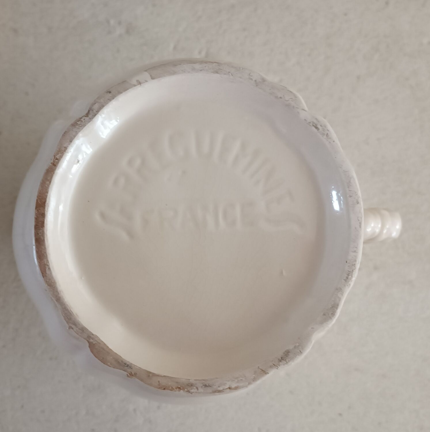 Teapot, sugar bowl and ivory milk jar from Sarreguemines