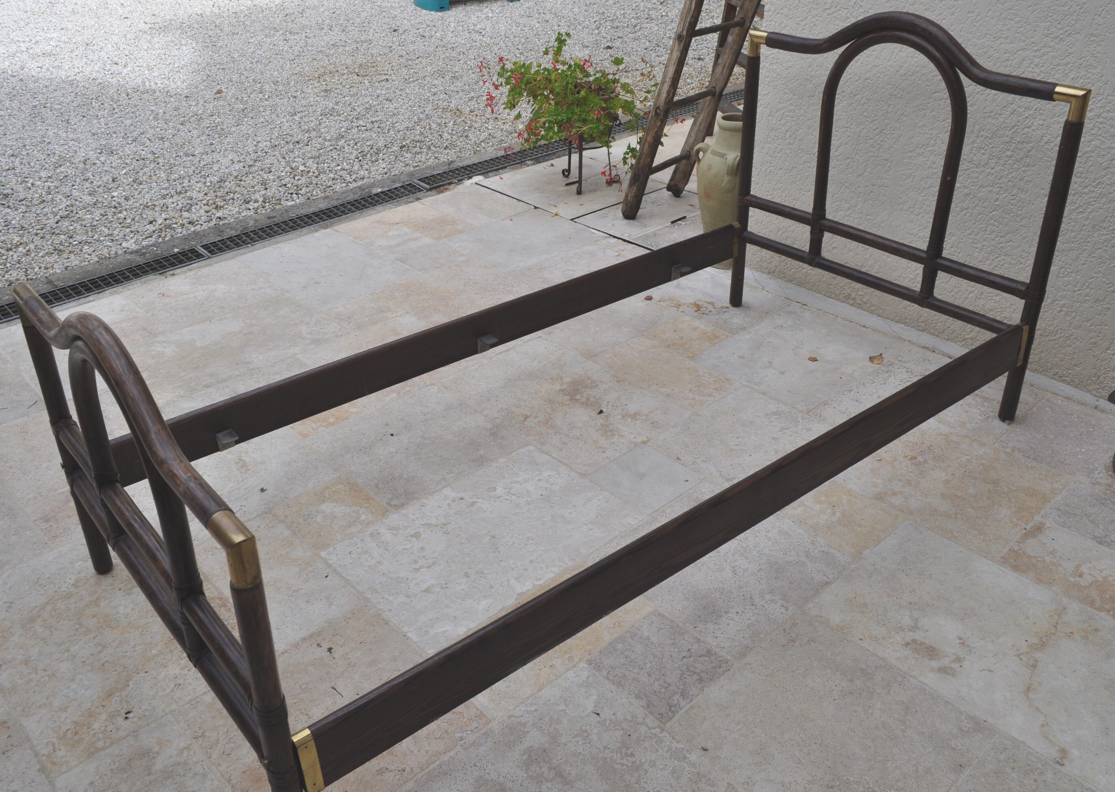 Brass bamboo rattan bed