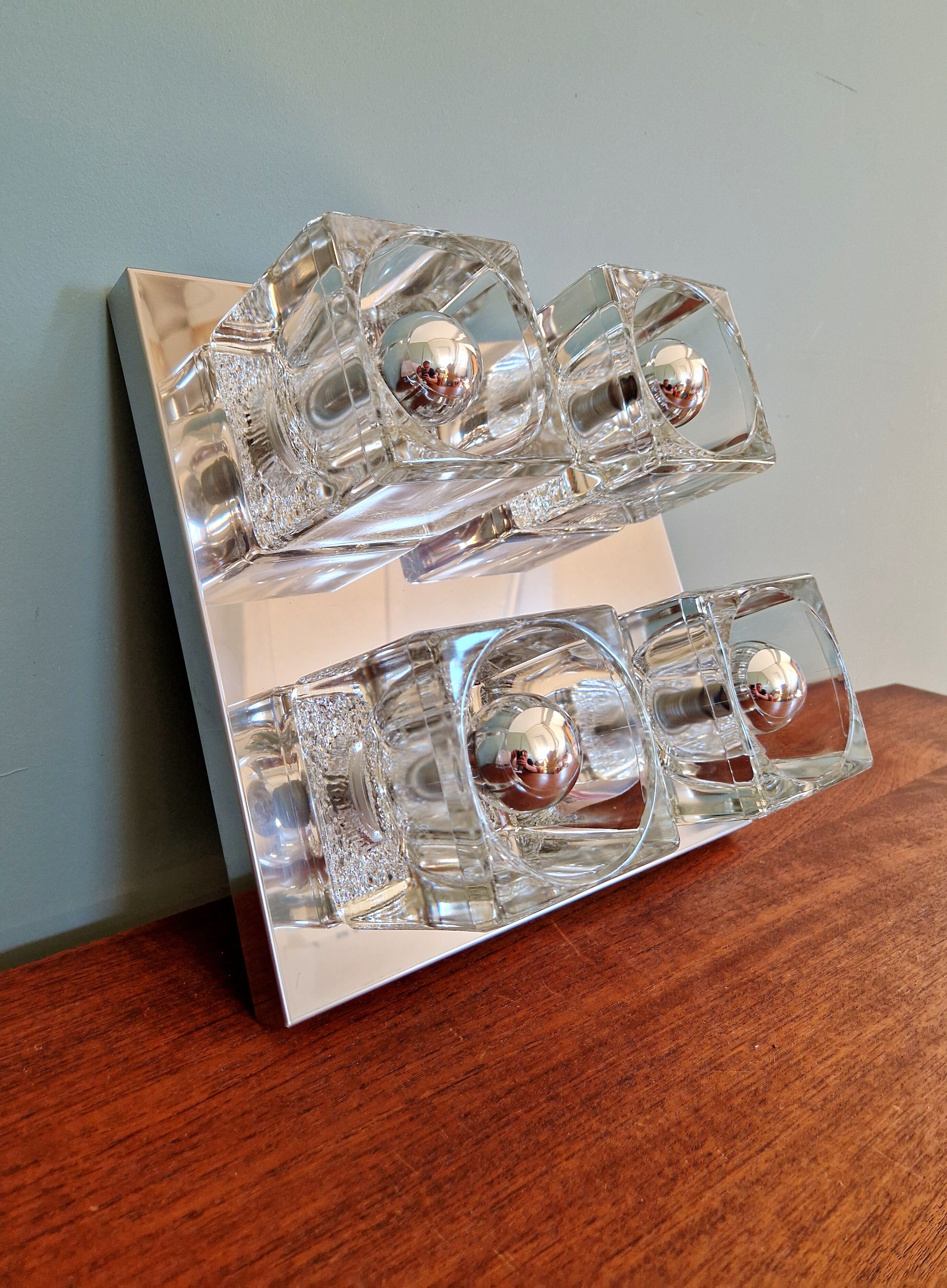Square ceiling light/wall light Ice Cube, Peill & Putzler, 1970