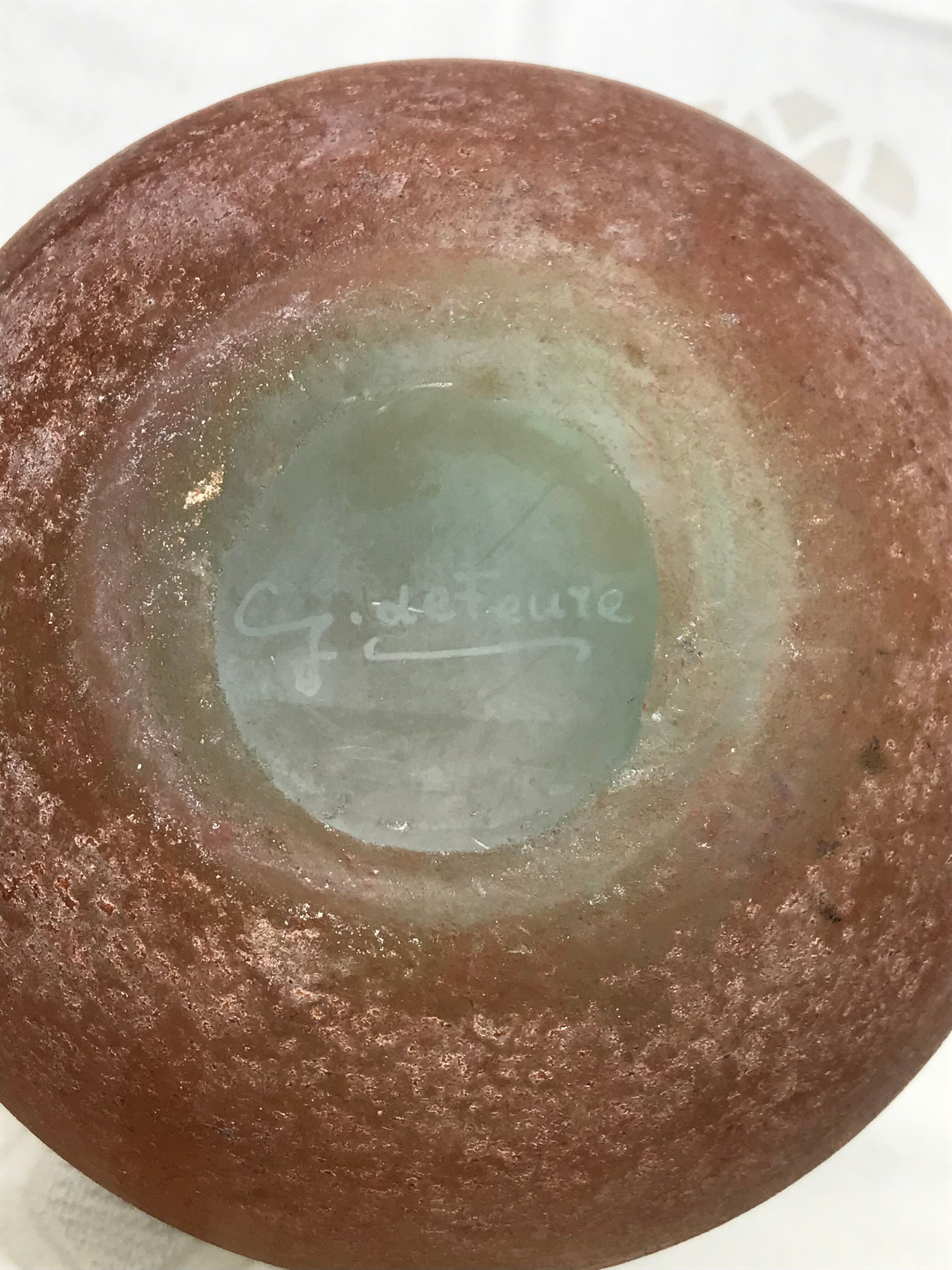 Orange and green glass paste pitcher by Georges DE FEURE