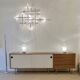 Kurt Thut vintage enfilade in 2 parts, walnut and metal from the 1950s.