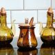 Oil and vinegar serving in amber glass