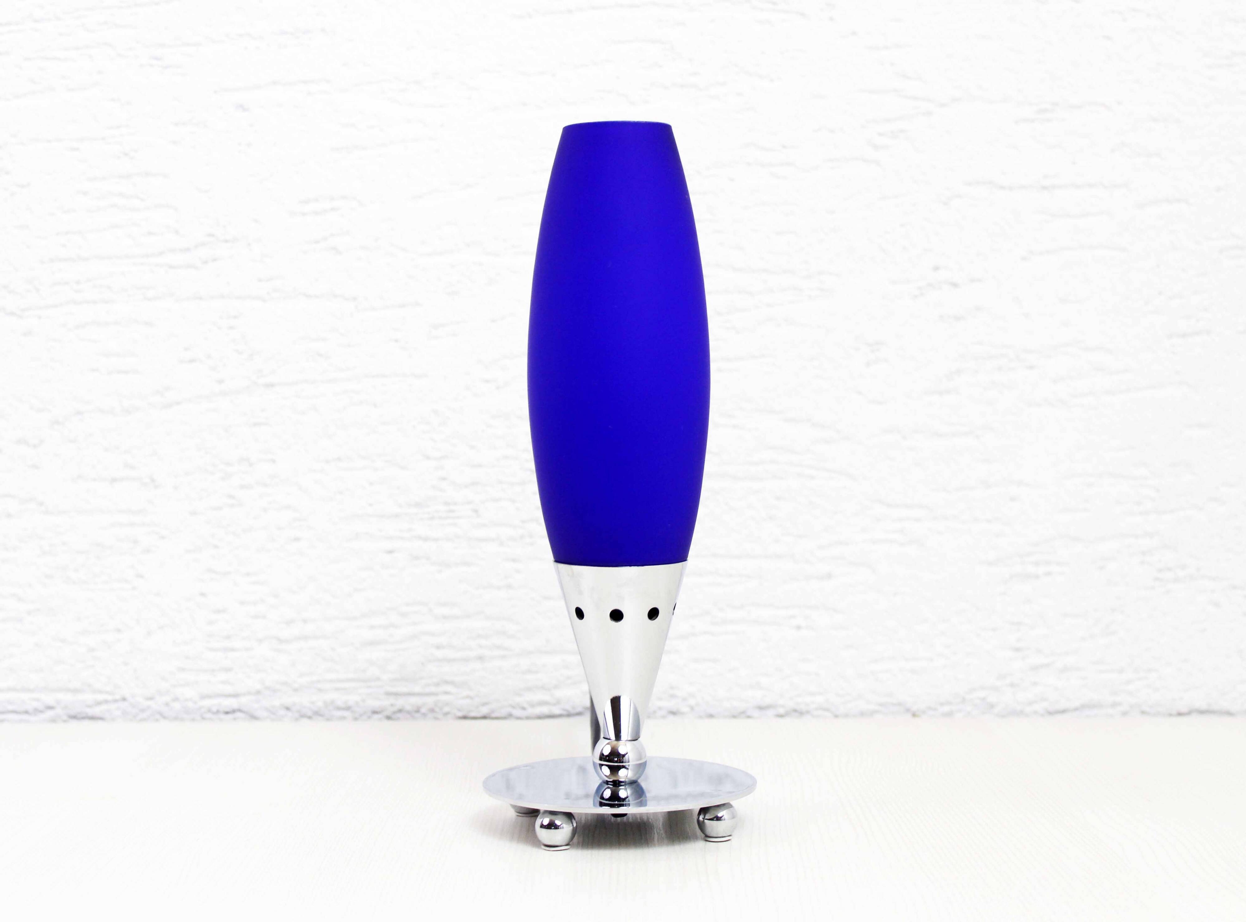 Blue glass lamp 1980