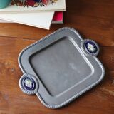 Vintage metal and ceramic tray