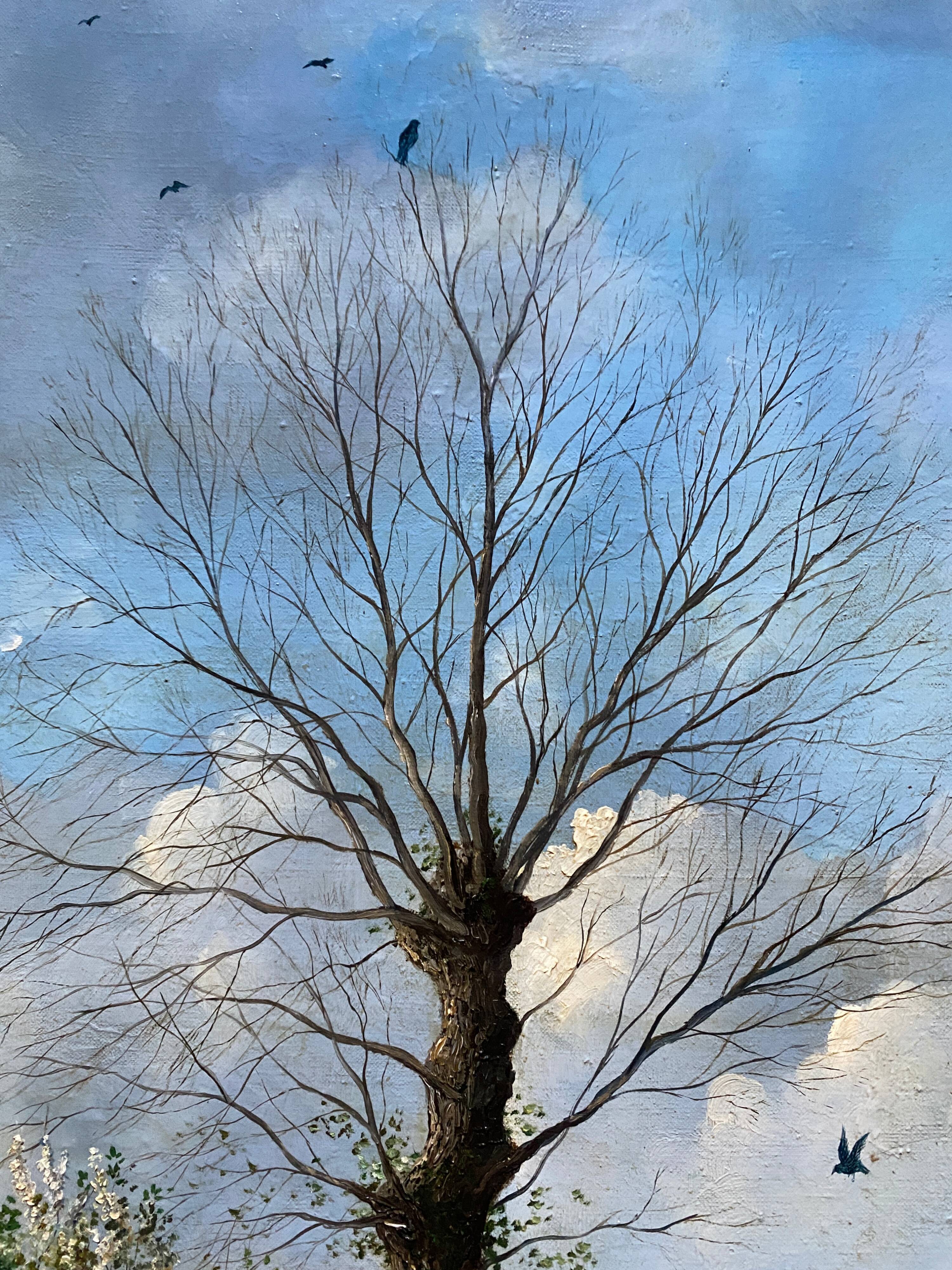 Painting Jean Paul Barre (born in 1954) HST "The end of winter" Landscape of Brière