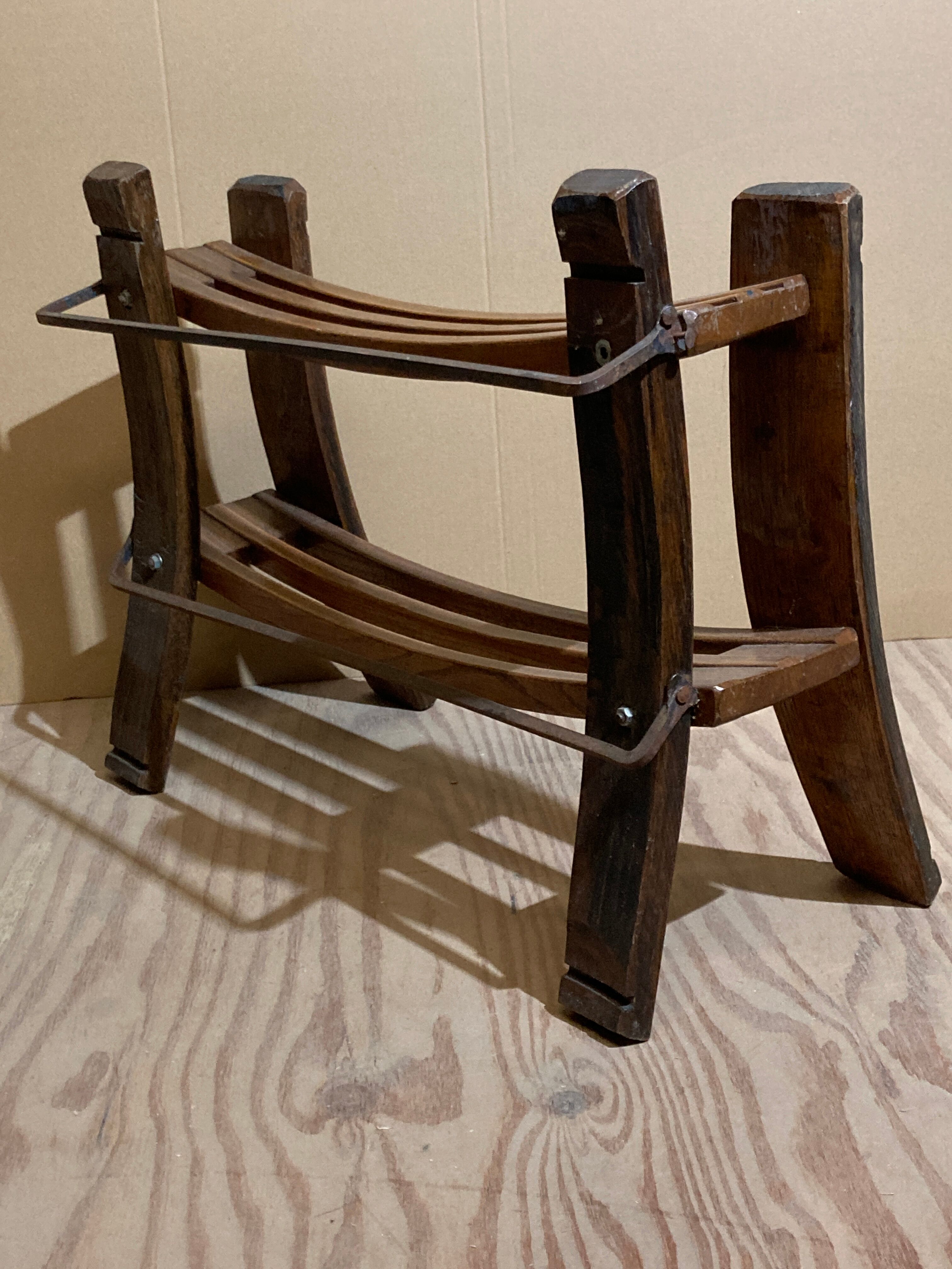 Antique fisherman's stool or wine and shoe rack, Dutch ca 1920