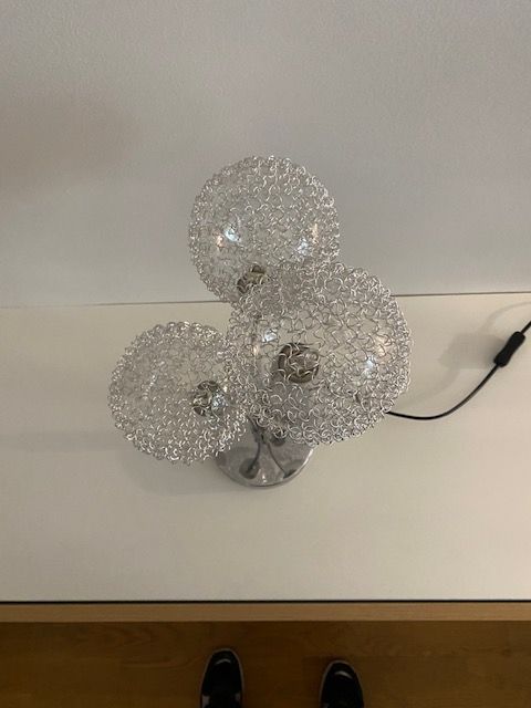Contemporary lamp with 3 glass and metal balls to place (2 lamps available