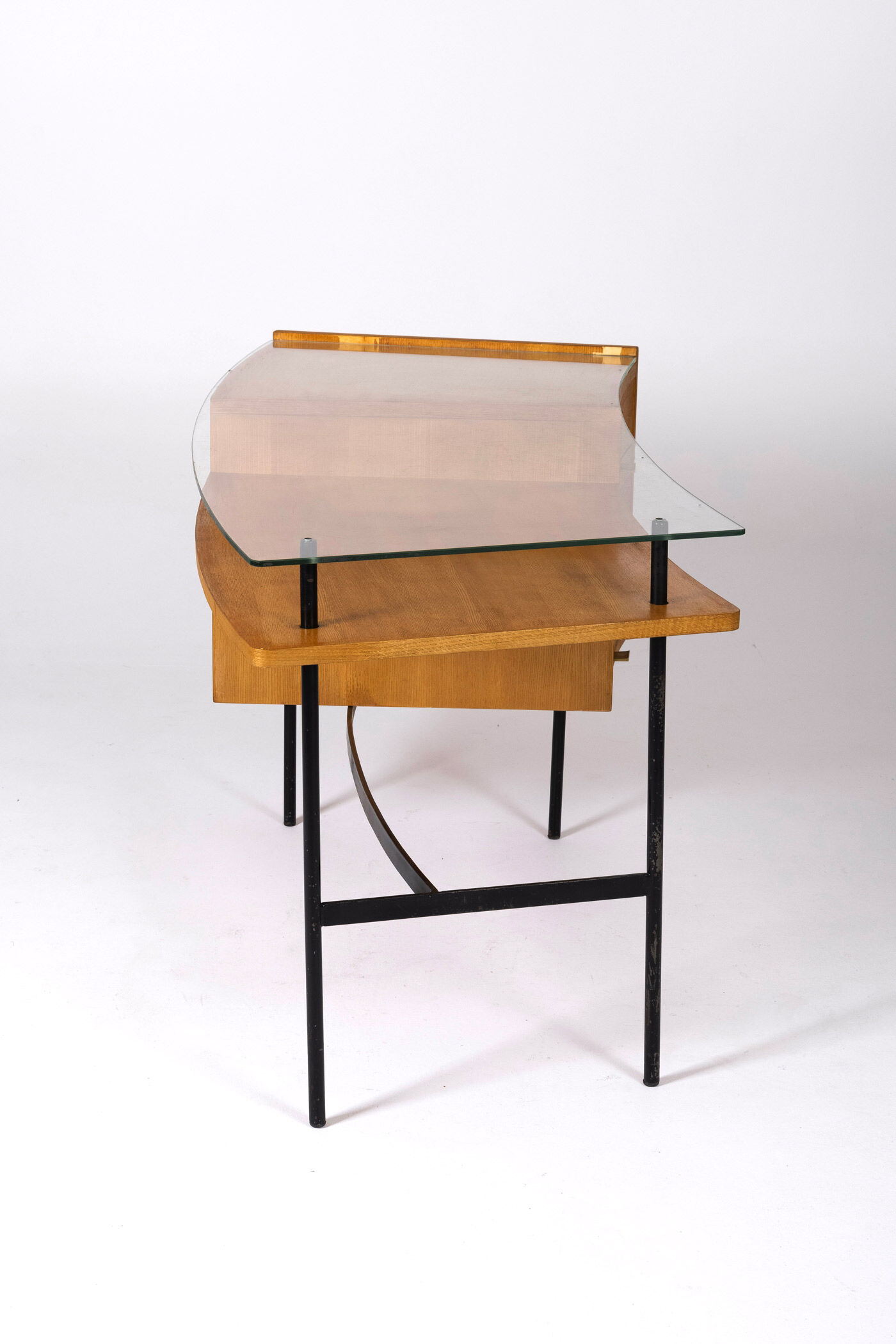 Bureau en bois et verre par Jean René Picard, 1960s