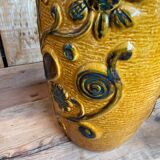 Vase West Germany in ceramic - relief floral decoration