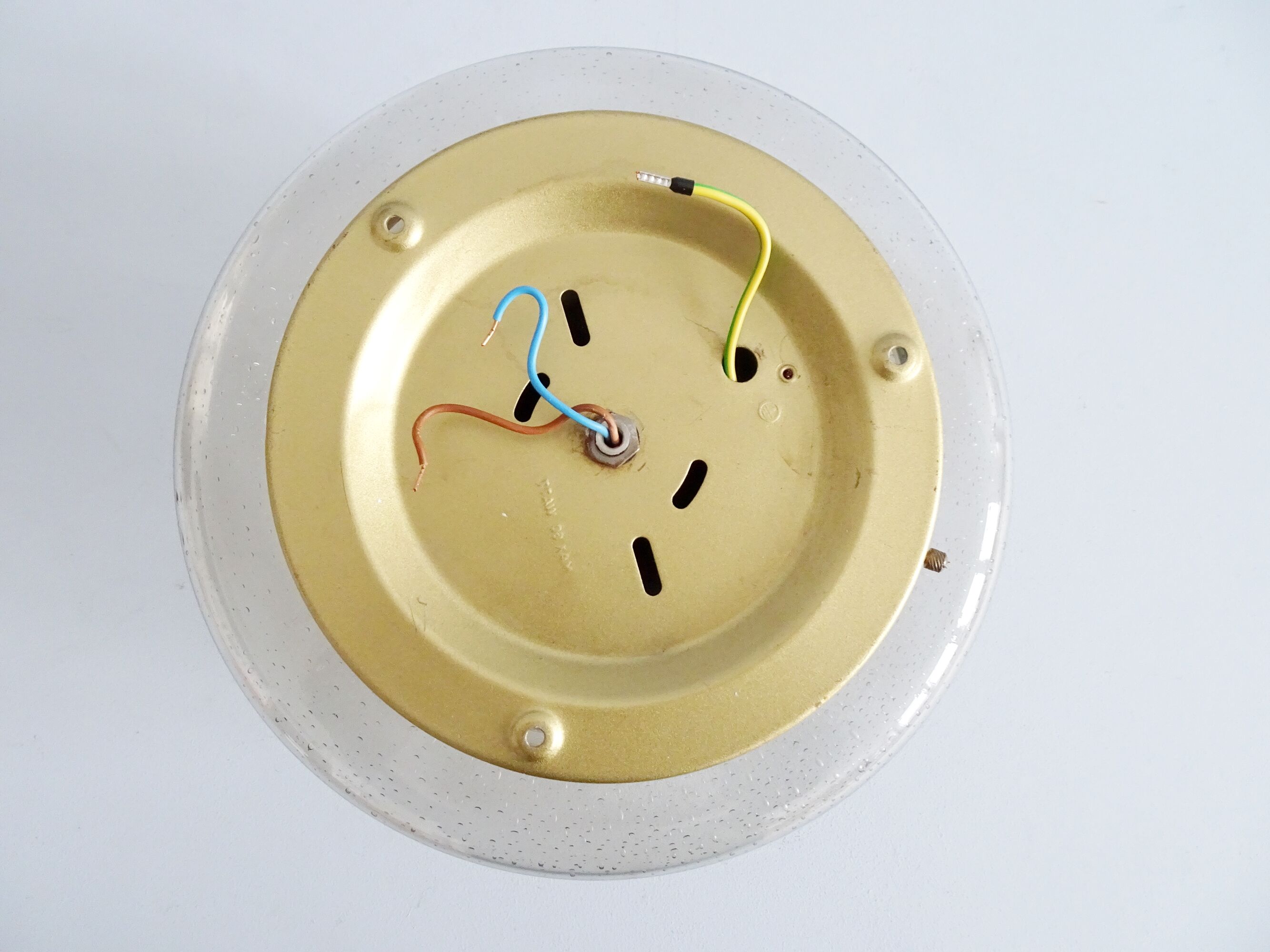 Smoked glass bubbles ceiling lamp gold-colored, wall lamp 1970s