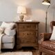 Vintage bedside cabinet with three drawers in moulded wood, Louis XV style.