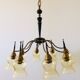 Atomic Age Design Brass and Glass Chandelier, 1950s