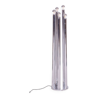 Restored Bauhaus Floor Lamp, Unusual Design, Chrome, New Electrification, France, 1950s