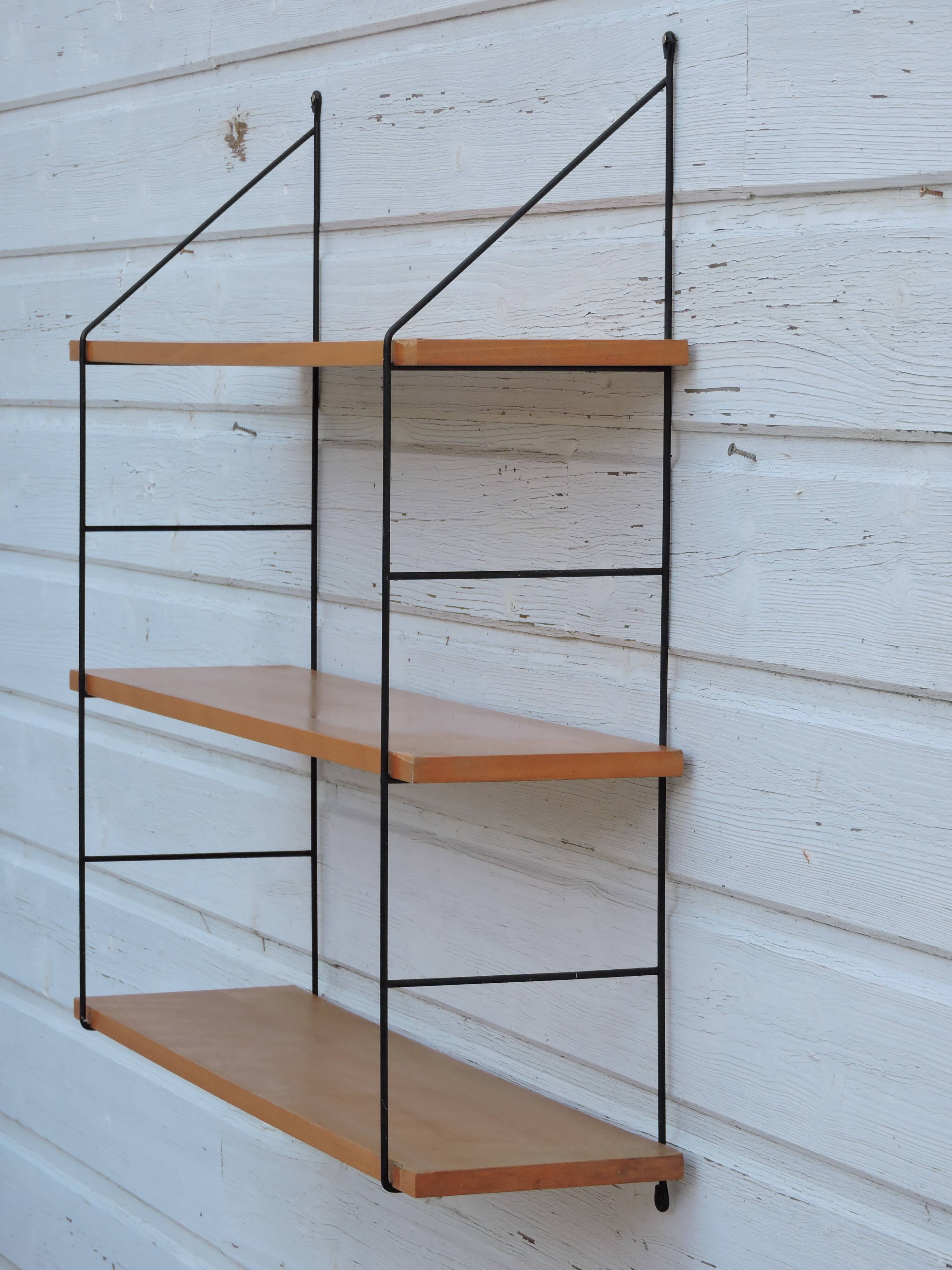 Wall shelf vintage wire and wood