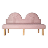 Pink faux leather bistro bench for 3 people