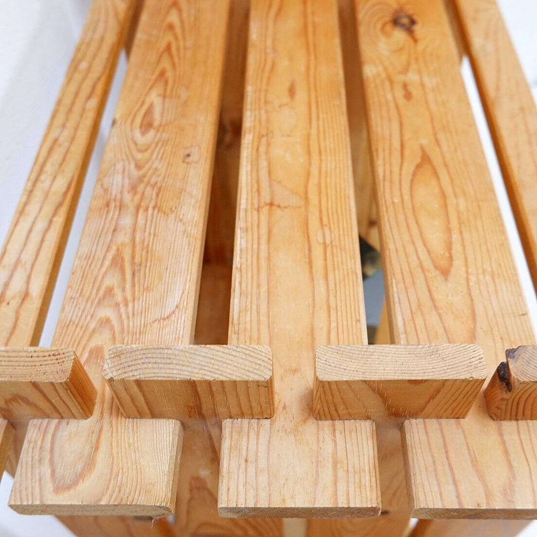 Vintage pine staircase shelf bookcase - Maison Regain style