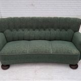 1960s, Danish 3-seater sofa, green furniture wool, oak wood.