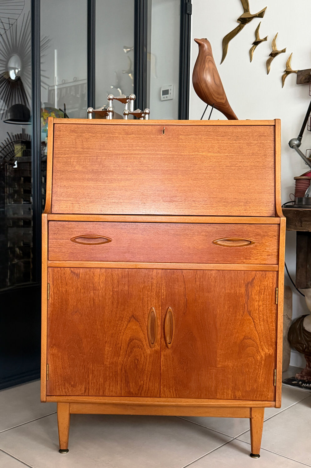 Vintage Jentique teak secretary desk