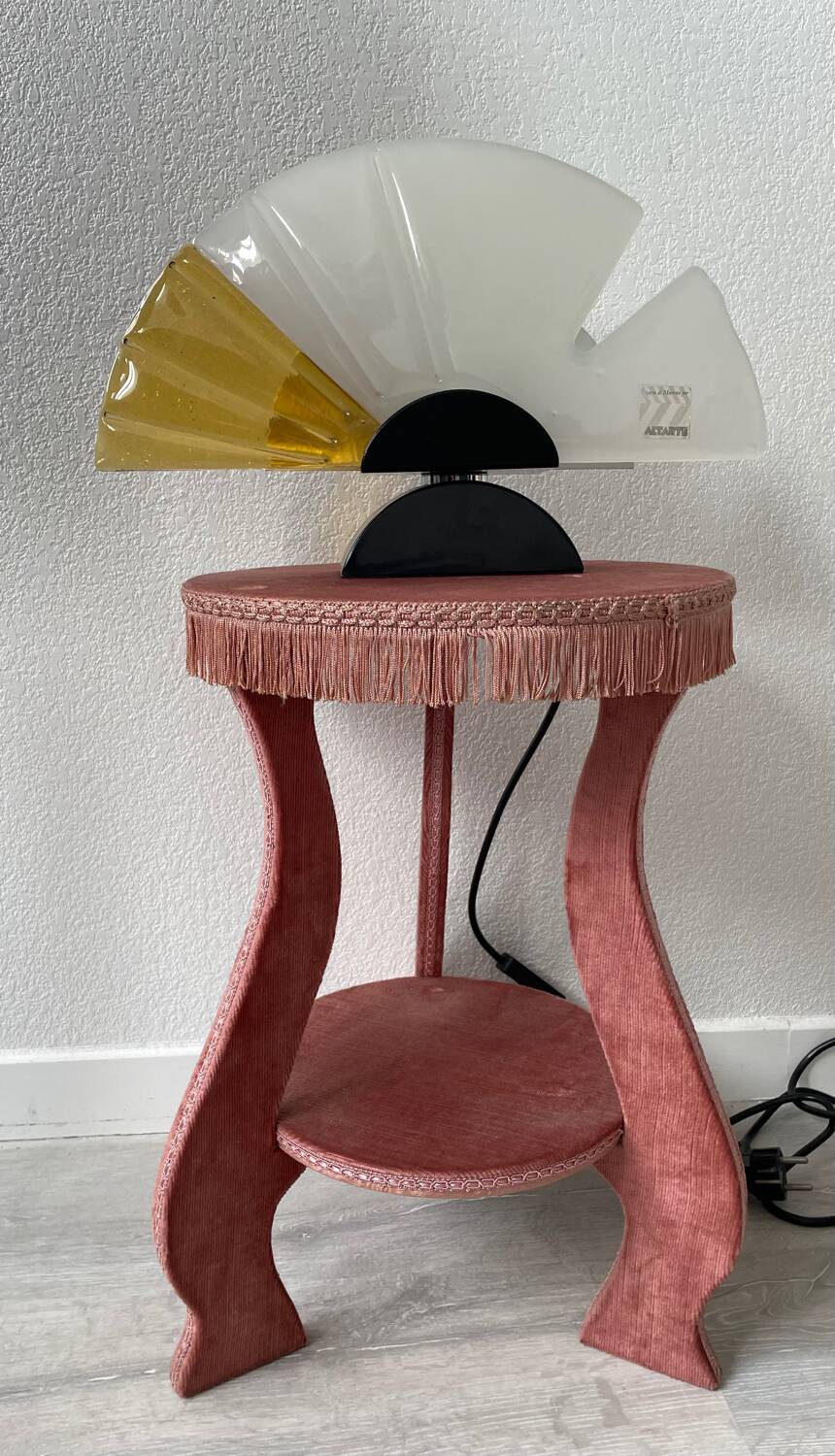 Vintage 80s velvet side table