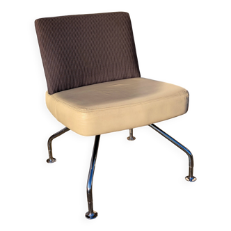 Chaise de hall rétro OrangeBox, similicuir et tissu, style moderne du milieu du siècle