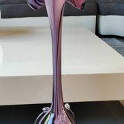 Elegant Large vase, Murano/Italy. Floral/Calla shape collar. Decorated with scrolls/lilac/plum waves. High 43 cm