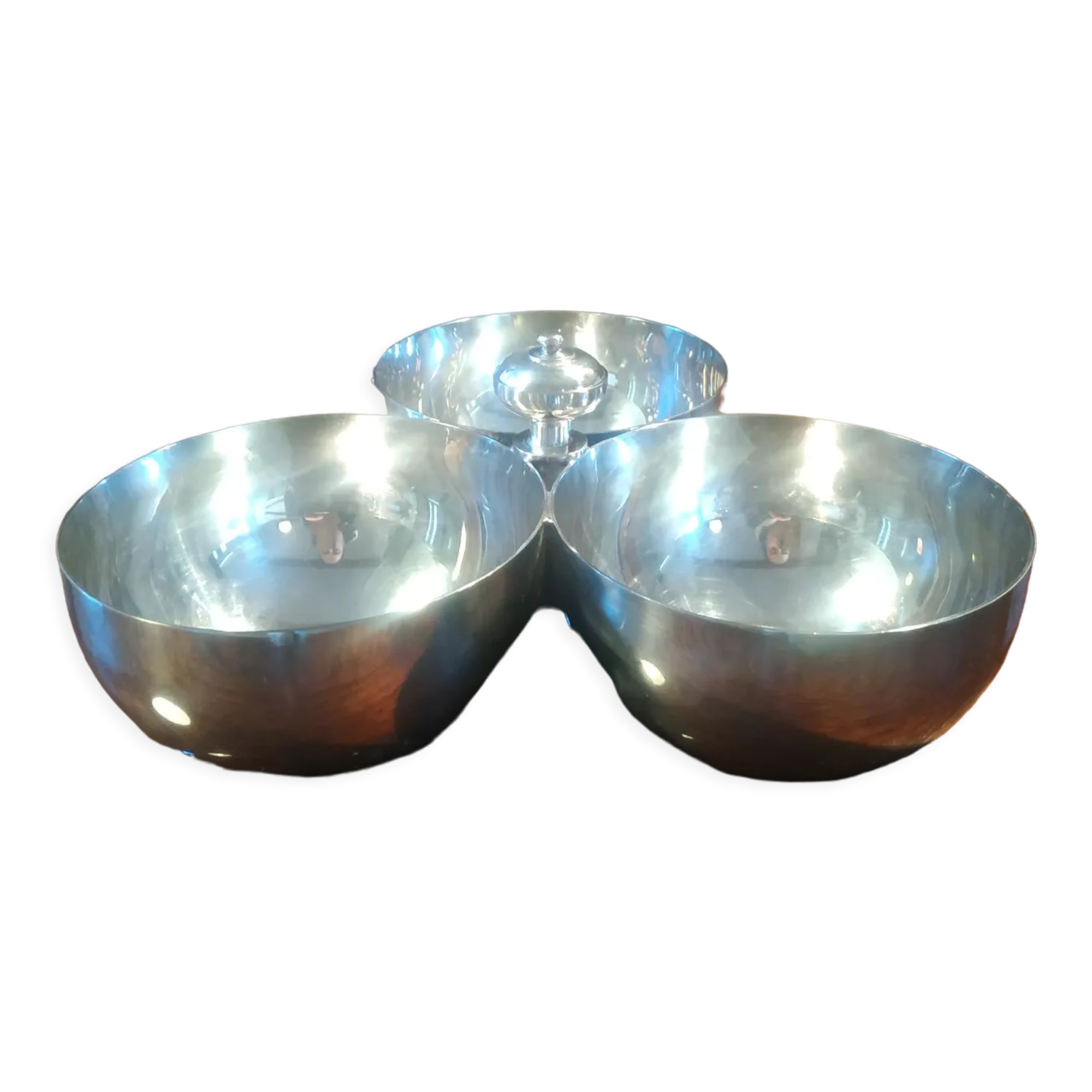 Servant 3 cups in silver metal poinçoin