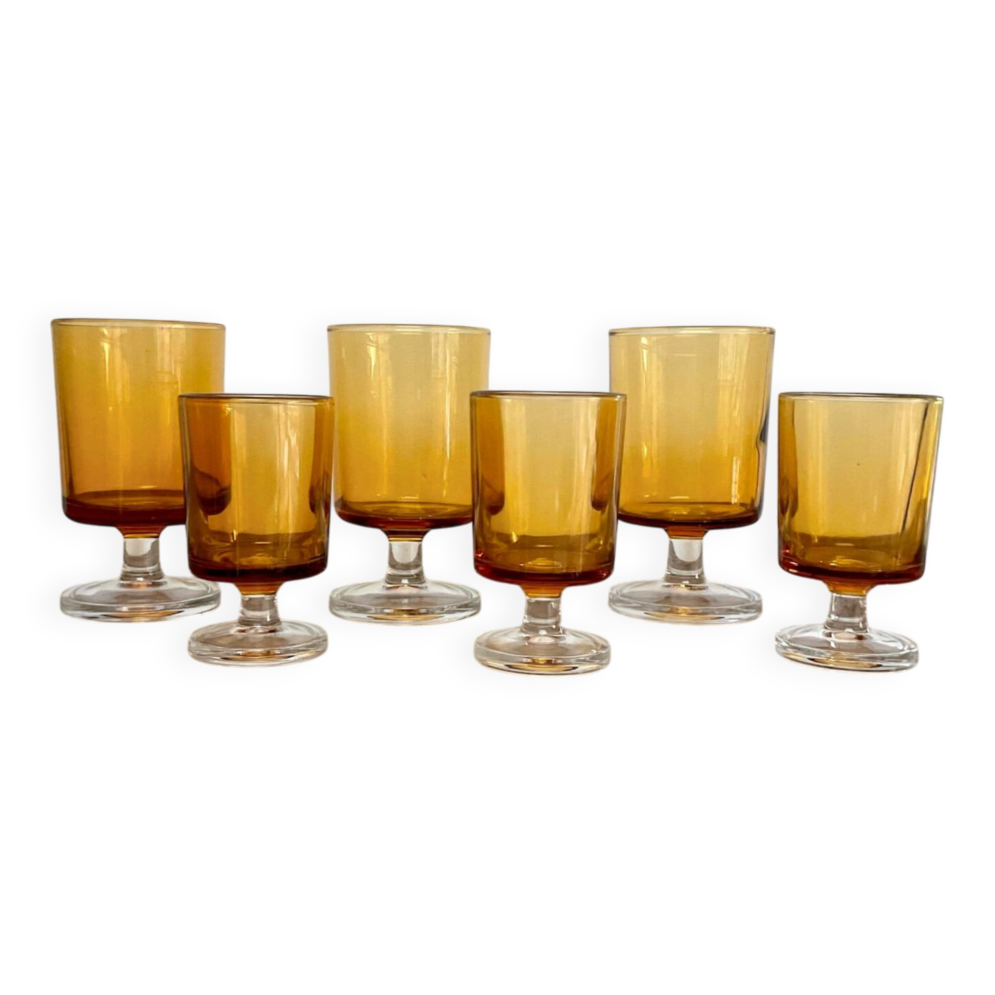 6 LUMINARC amber "rider" glasses
